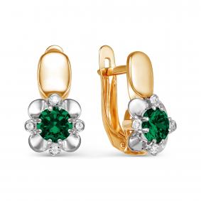 Золотые серьги КЮЗ Del'ta D322481с с фианитом и кварцем D322481с фото