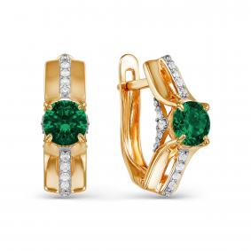 Золотые серьги КЮЗ Del'ta D322516 с фианитом и кварцем D322516 фото