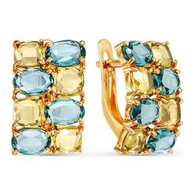 Золотые серьги КЮЗ Del'ta D322546 с хризолитом и ситаллом D322546 фото