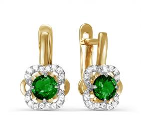 Золотые серьги КЮЗ Del'ta D322691 с фианитом и кварцем D322691 фото