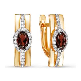Золотые серьги КЮЗ Del'ta D322718 с фианитом и гранатом D322718 фото