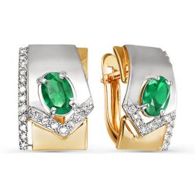 Золотые серьги КЮЗ Del'ta D322776 с фианитом и агатом D322776 фото