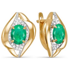 Золотые серьги КЮЗ Del'ta D322790 с фианитом и агатом D322790 фото