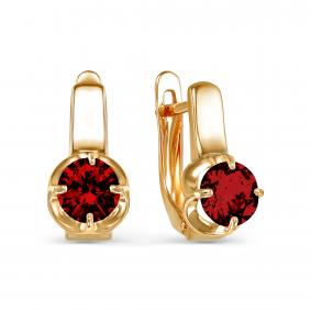 Золотые серьги КЮЗ Del'ta D322838 с гранатом D322838 фото
