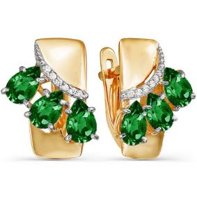 Золотые серьги КЮЗ Del'ta D322851 с фианитом и кварцем D322851 фото