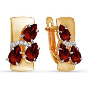 Золотые серьги КЮЗ Del'ta D322855 с фианитом и гранатом D322855 фото