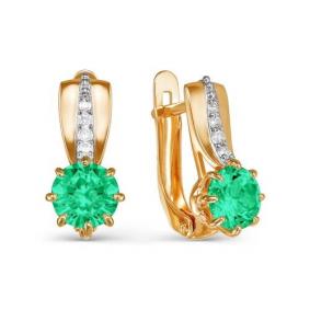 Золотые серьги КЮЗ Del'ta D322872 с фианитом и агатом D322872 фото