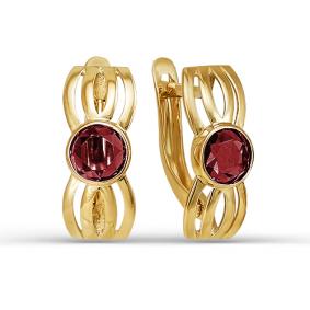 Золотые серьги КЮЗ Del'ta D322875 с гранатом D322875 фото