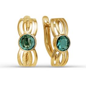 Золотые серьги КЮЗ Del'ta с ситаллом цвета Кварц зеленый D322878 D322878 фото