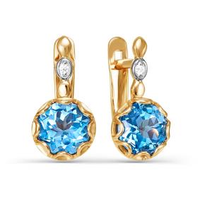 Золотые серьги КЮЗ Del'ta D322955 с топазом и фианитом D322955 фото
