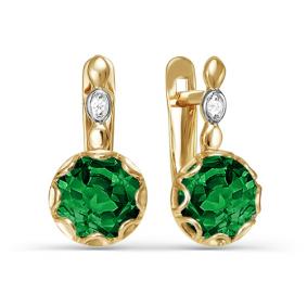 Золотые серьги КЮЗ Del'ta D322959 с фианитом и кварцем D322959 фото