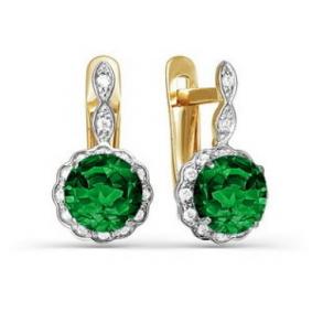 Золотые серьги КЮЗ Del'ta D322966 с фианитом и кварцем D322966 фото