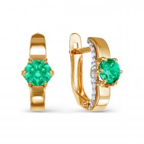 Золотые серьги КЮЗ Del'ta D322969 с фианитом и агатом D322969 фото