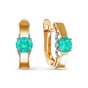 Золотые серьги КЮЗ Del'ta D322972 с фианитом и агатом D322972 фото