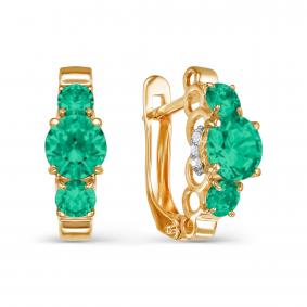 Золотые серьги КЮЗ Del'ta D322975 с фианитом и агатом D322975 фото