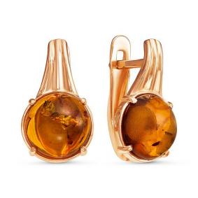 Золотые серьги КЮЗ Del'ta D323224 с янтарём D323224 фото