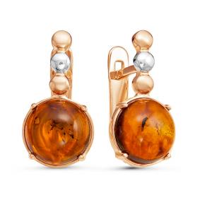 Золотые серьги КЮЗ Del'ta D323238 с янтарём D323238 фото