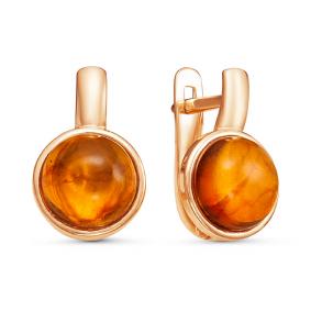 Золотые серьги КЮЗ Del'ta D323243 с янтарём D323243 фото
