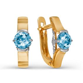 Золотые серьги КЮЗ Del'ta D323260 с топазом и фианитом D323260 фото
