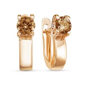 Золотые серьги КЮЗ Del'ta D323277 с фианитом и раухтопазом D323277 фото