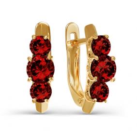 Золотые серьги КЮЗ Del'ta D323303 с гранатом D323303 фото
