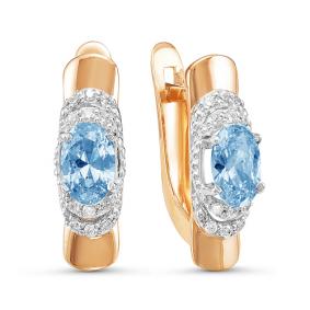 Золотые серьги КЮЗ Del'ta D323938 с топазом и фианитом D323938 фото