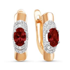 Золотые серьги КЮЗ Del'ta D323939 с фианитом и гранатом D323939 фото