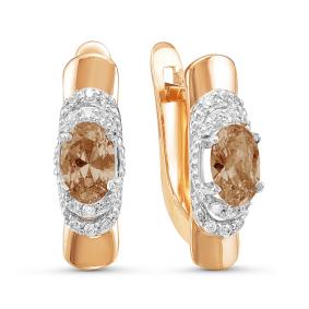 Золотые серьги КЮЗ Del'ta D323941 с фианитом и раухтопазом D323941 фото