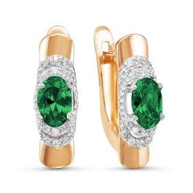 Золотые серьги КЮЗ Del'ta D323942 с фианитом и кварцем D323942 фото