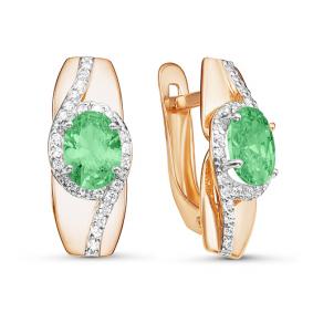 Золотые серьги КЮЗ Del'ta D323955 с фианитом и агатом D323955 фото