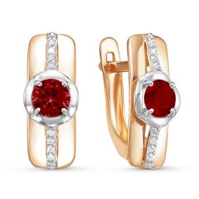 Золотые серьги КЮЗ Del'ta D323957 с фианитом и гранатом D323957 фото