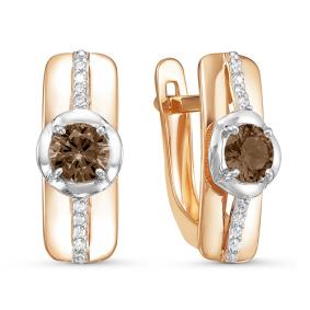 Золотые серьги КЮЗ Del'ta D323959 с фианитом и раухтопазом D323959 фото