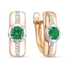 Золотые серьги КЮЗ Del'ta D323960 с фианитом и кварцем D323960 фото