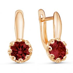 Золотые серьги КЮЗ Del'ta D323969 с гранатом D323969 фото