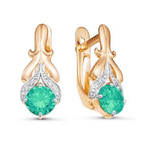 Золотые серьги КЮЗ Del'ta D324052 с фианитом и агатом D324052 фото