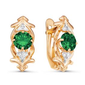 Золотые серьги КЮЗ Del'ta D324069 с фианитом и кварцем D324069 фото