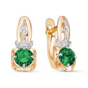 Золотые серьги КЮЗ Del'ta D324075 с фианитом и кварцем D324075 фото