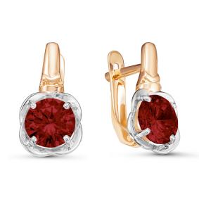 Золотые серьги КЮЗ Del'ta D324078 с гранатом D324078 фото