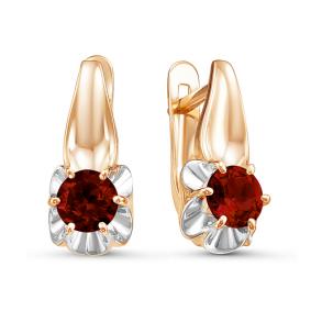 Золотые серьги КЮЗ Del'ta D324117 с гранатом D324117 фото