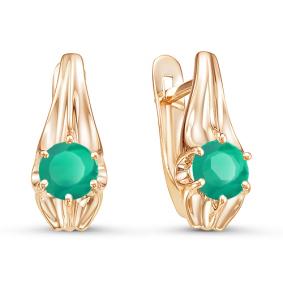 Золотые серьги КЮЗ Del'ta D324127 с агатом D324127 фото