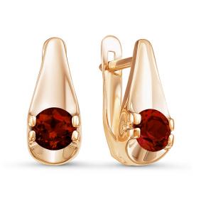 Золотые серьги КЮЗ Del'ta D324129 с гранатом D324129 фото