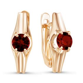 Золотые серьги КЮЗ Del'ta D324135 с гранатом D324135 фото