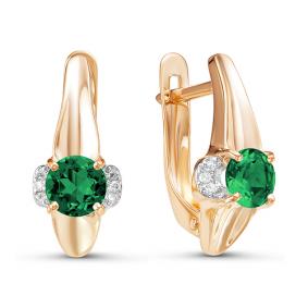 Золотые серьги КЮЗ Del'ta D324144 с фианитом и кварцем D324144 фото