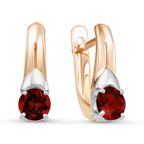 Золотые серьги КЮЗ Del'ta D324159 с гранатом D324159 фото
