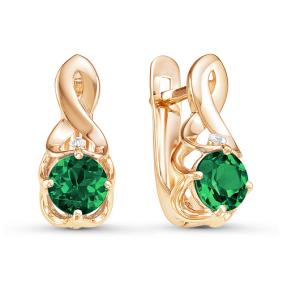 Золотые серьги КЮЗ Del'ta D324180 с фианитом и кварцем D324180 фото