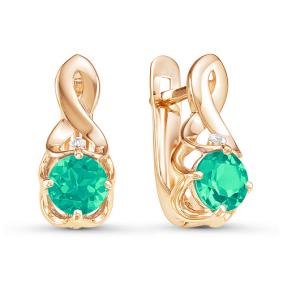 Золотые серьги КЮЗ Del'ta D324181 с фианитом и агатом D324181 фото