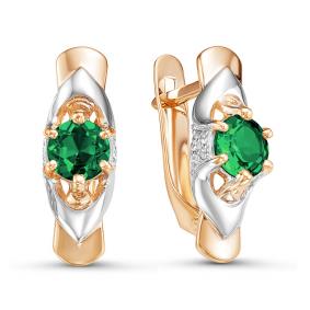 Золотые серьги КЮЗ Del'ta D324186 с фианитом и кварцем D324186 фото