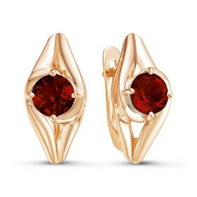 Золотые серьги КЮЗ Del'ta D324201 с гранатом D324201 фото
