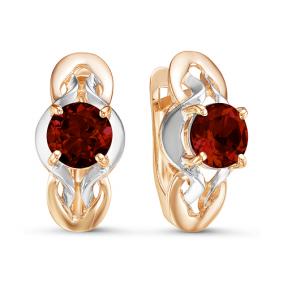 Золотые серьги КЮЗ Del'ta D324213 с гранатом D324213 фото