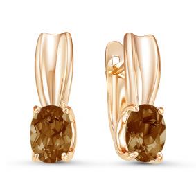 Золотые серьги КЮЗ Del'ta D324239 с раухтопазом D324239 фото